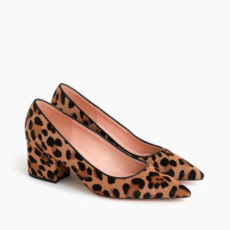 J.Crew Laney block heel pumps in leopard print. Details at une femme d'un certain age.