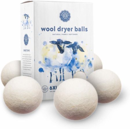 Woolzies wool dryer balls, natural fabric softener. Details at une femme d'un certain age.