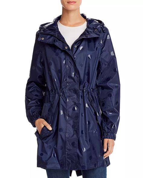 Joules Go Lightly Packable Raincoat in Navy dot. Details at une femme d'un certain age.