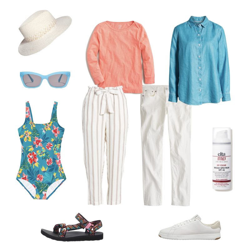 How to pack for a beach vacation, cruise or warm-weather resort. Details at une femme d'un certain age.