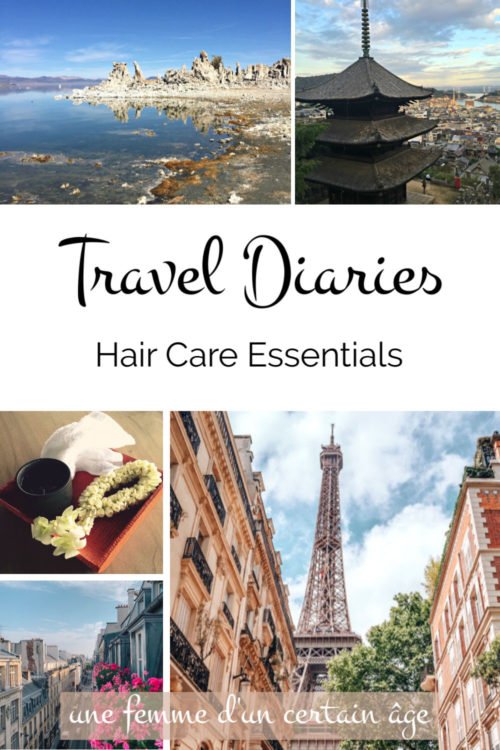 Travel Diaries: Bloggers share their favorite hair care products and tips to look great while traveling. Details at une femme d'un certain age.