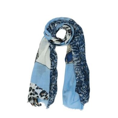 Blue leopard print scarf from Chic at Any Age shop. Details at une femme d'un certain age.