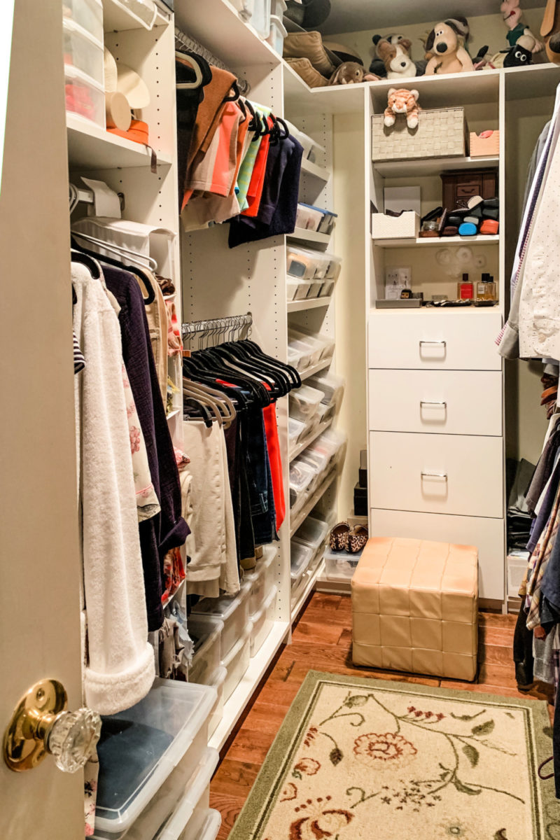 Our walk-in closet. Details at une femme d'un certain age.