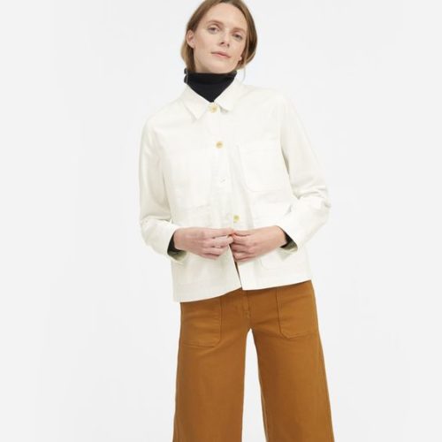 Everlane chore jacket in Bone. Details and more casual jackets for women at une femme d'un certain age.