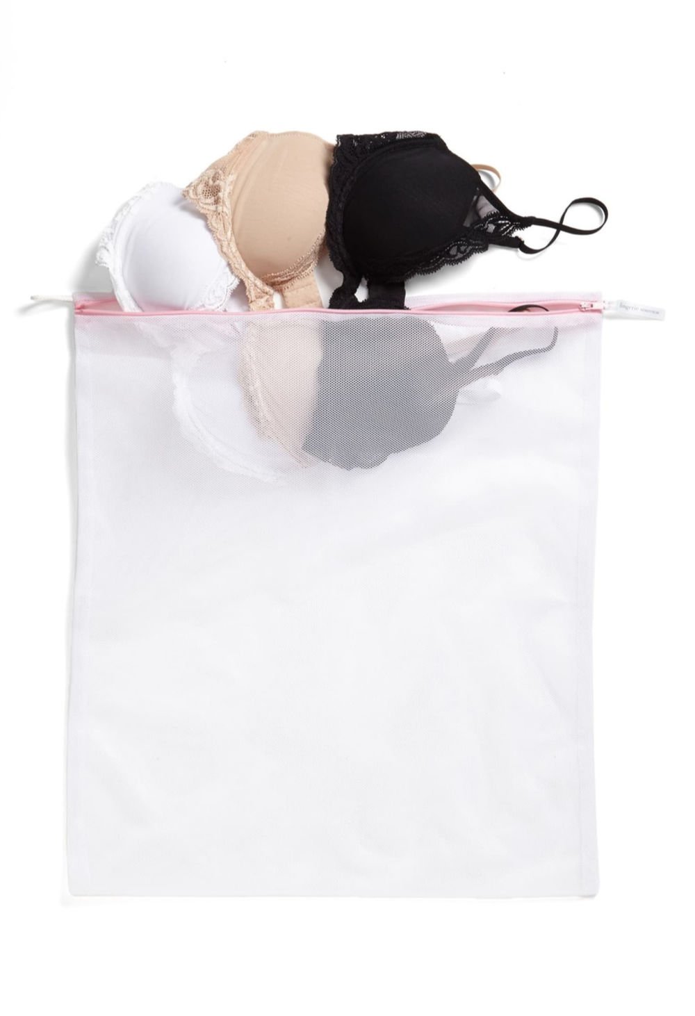 Lingerie bag for laundry. Details and more laundry tips at une femme d'un certain age.