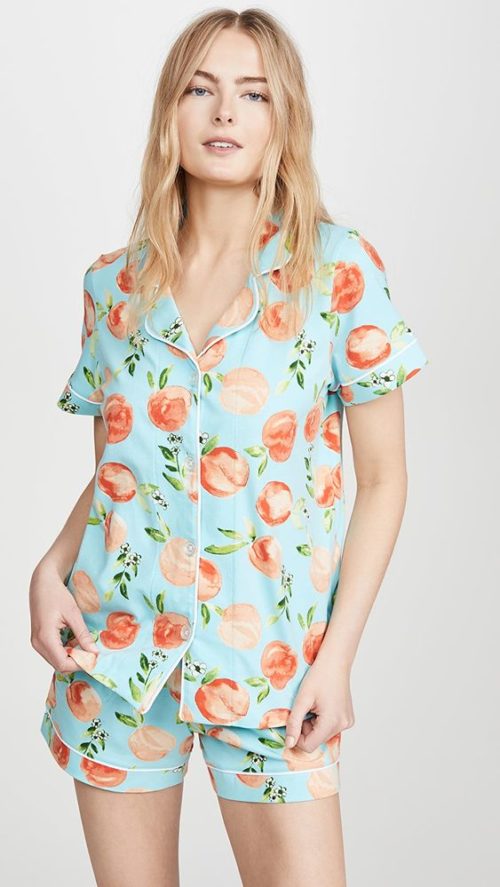 Peach print pyjamas hot sale