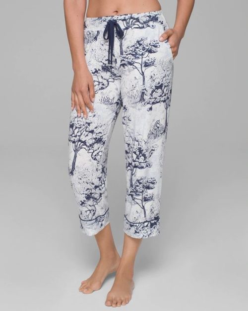 Soma Cool Nights crop pajama bottoms in toile print. Details at une femme d'un certain age.