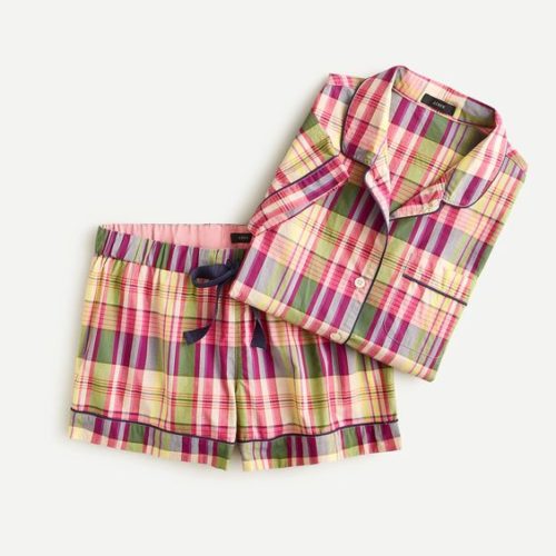 J.Crew madras print cotton pajamas. Details at une femme d'un certain age.