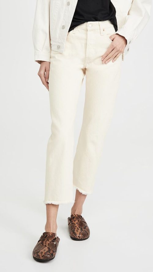 Ankle length best sale white jeans