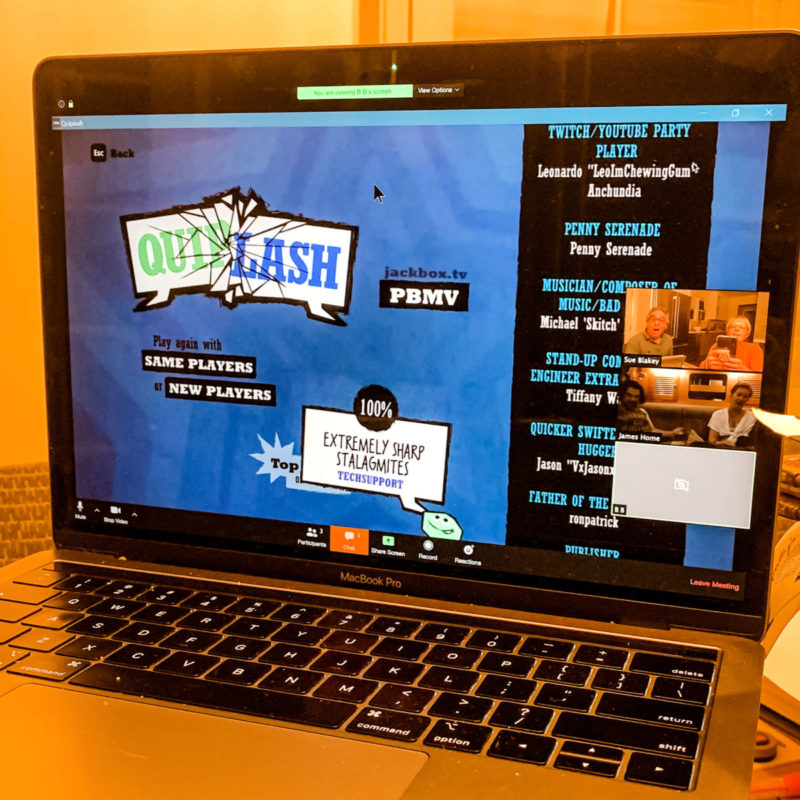 Quiplash is a fun game you can play on Zoom get-togethers. Details at une femme d'un certain age.