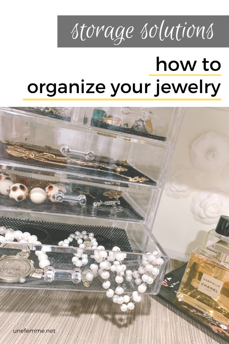 Susan B shares her solution for jewelry storage and organization for a small space. Details at une femme d'un certain age.