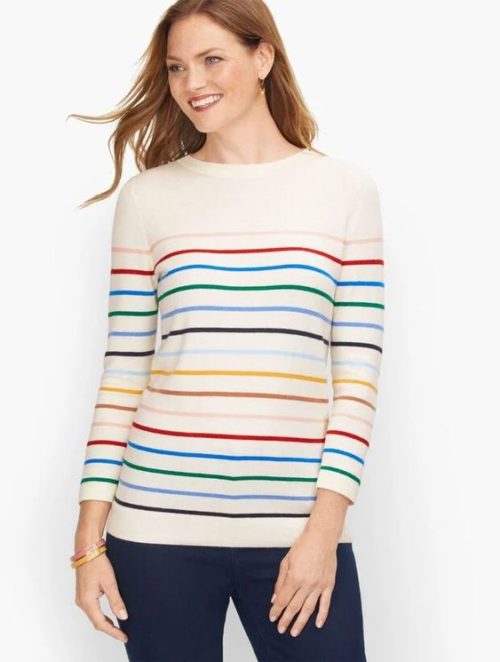 Talbot's multi-colored Breton stripe sweater. Details at une femme d'un certain age.