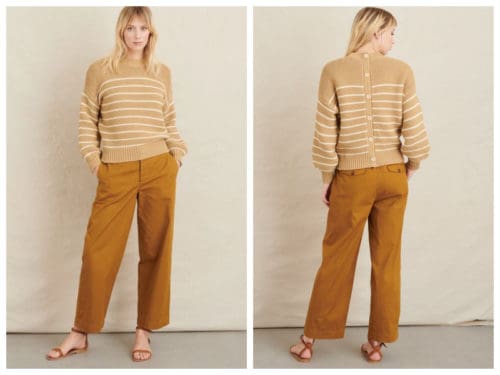 Alex Mill striped button back cotton sweater.