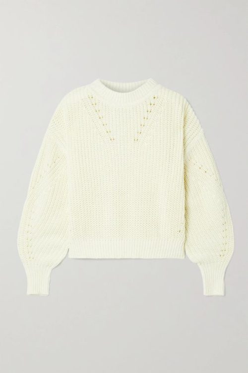 La Ligne ribbed cotton sweater in ivory.