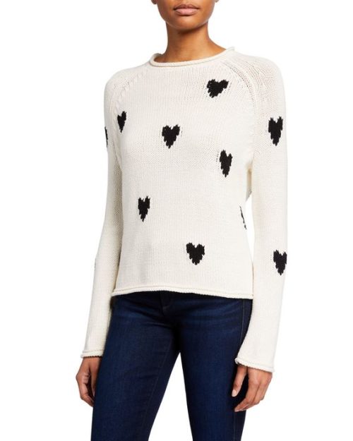 Lisa Todd cotton blend heart print sweater black & white.