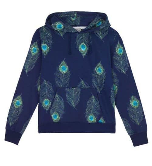 Their Nibs peacock feather print hoodie. Details at une femme d'un certain age.