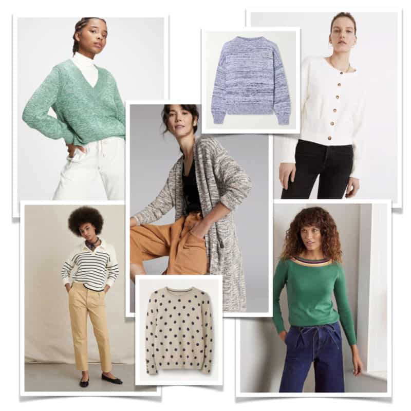 Wool-free sweaters and cardigans for Spring at une femme d'un certain age.