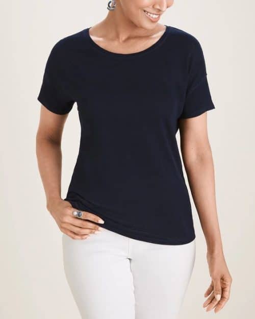 Chico's relaxed linen navy tee.