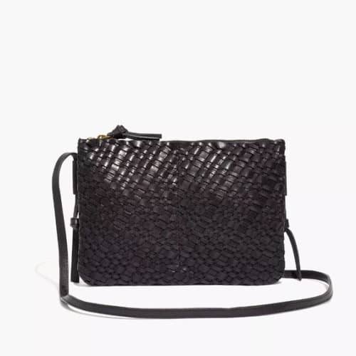 Madewell woven leather crossbody bag black.