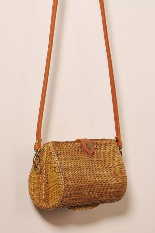 Sudi woven rattan crossbody bag.