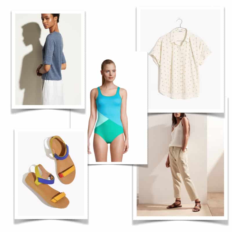 Get your wardrobe summer-ready: linen tops and pants, bathing suits, colorful sandals.