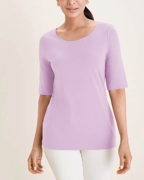 Chico's touch of cool ballet neck tee in Iris.