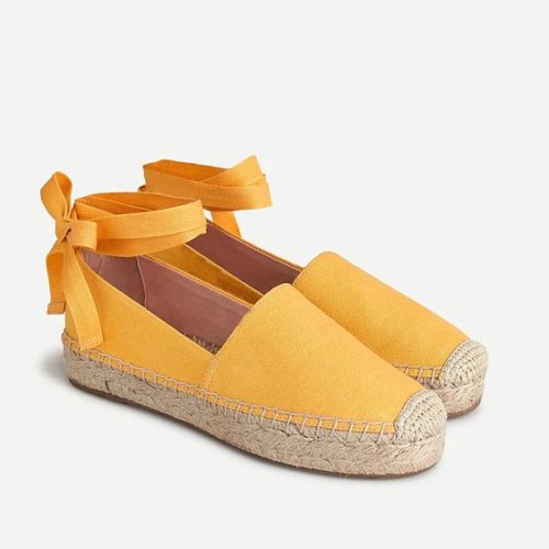 J.Crew ankle tie espadrilles yellow.