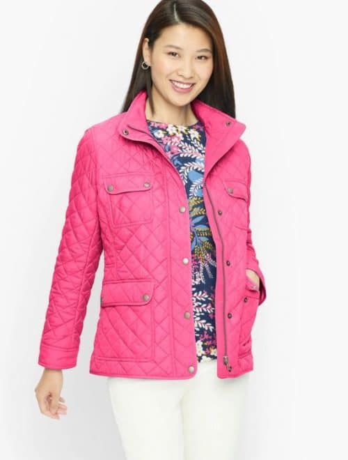 Talbot's quilted jacket in pink.