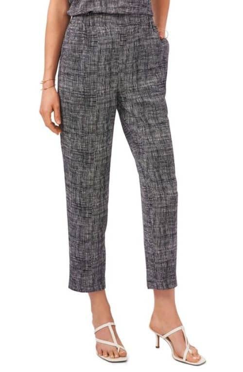 Vince Camuto crosshatch print pull-on pants.
