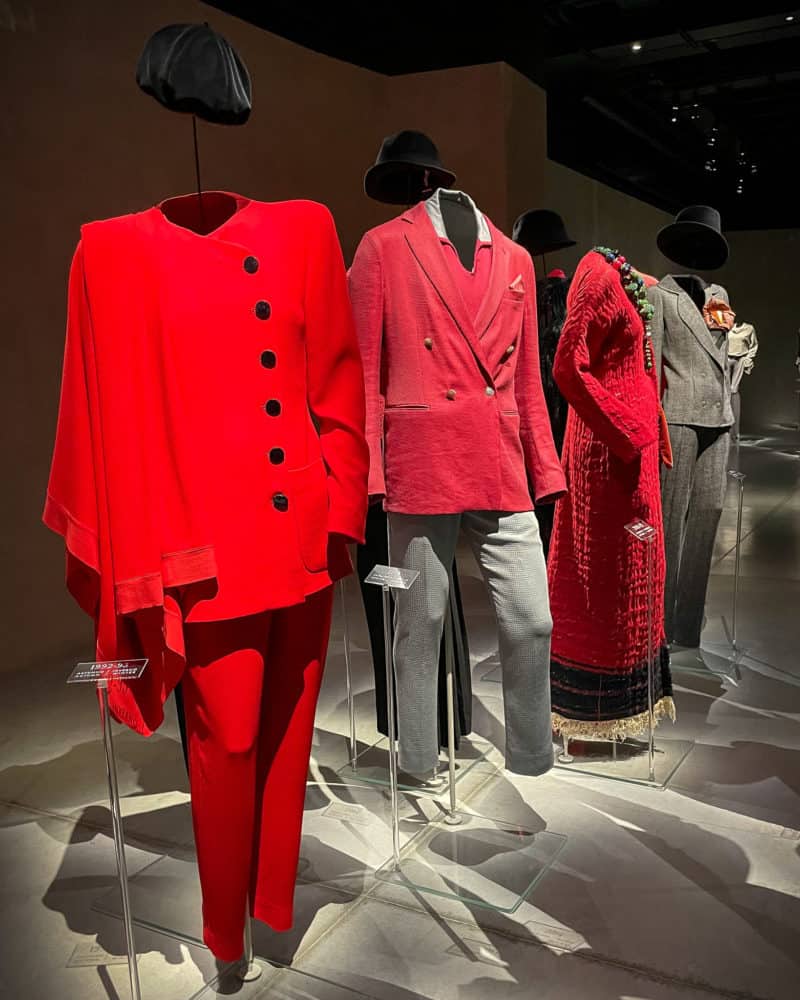 Red suits and dress at Armani/Silos, Milan