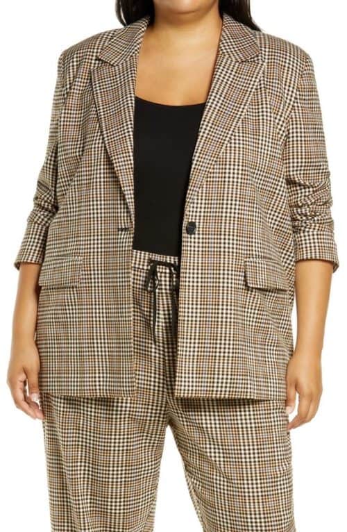 Nordstrom easy plaid blazer plus size.