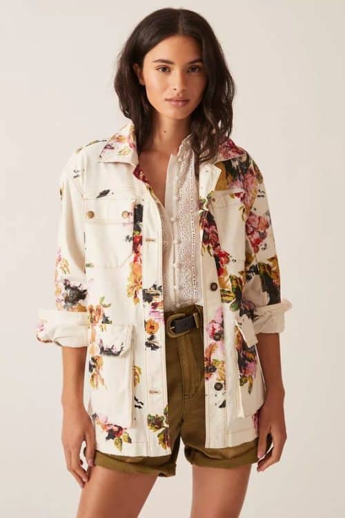 Anthropologie Pilcro floral utility jacket.