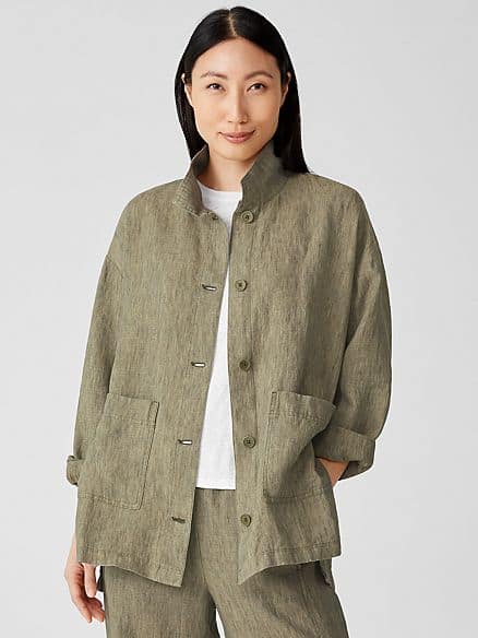 Eileen Fisher linen delave jacket tarragon