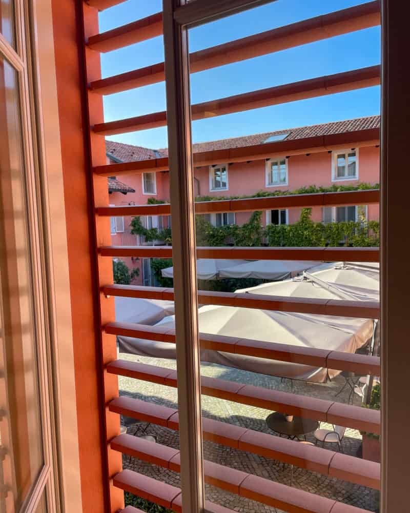 View of the courtyard from our room at Villa d'Amelia.