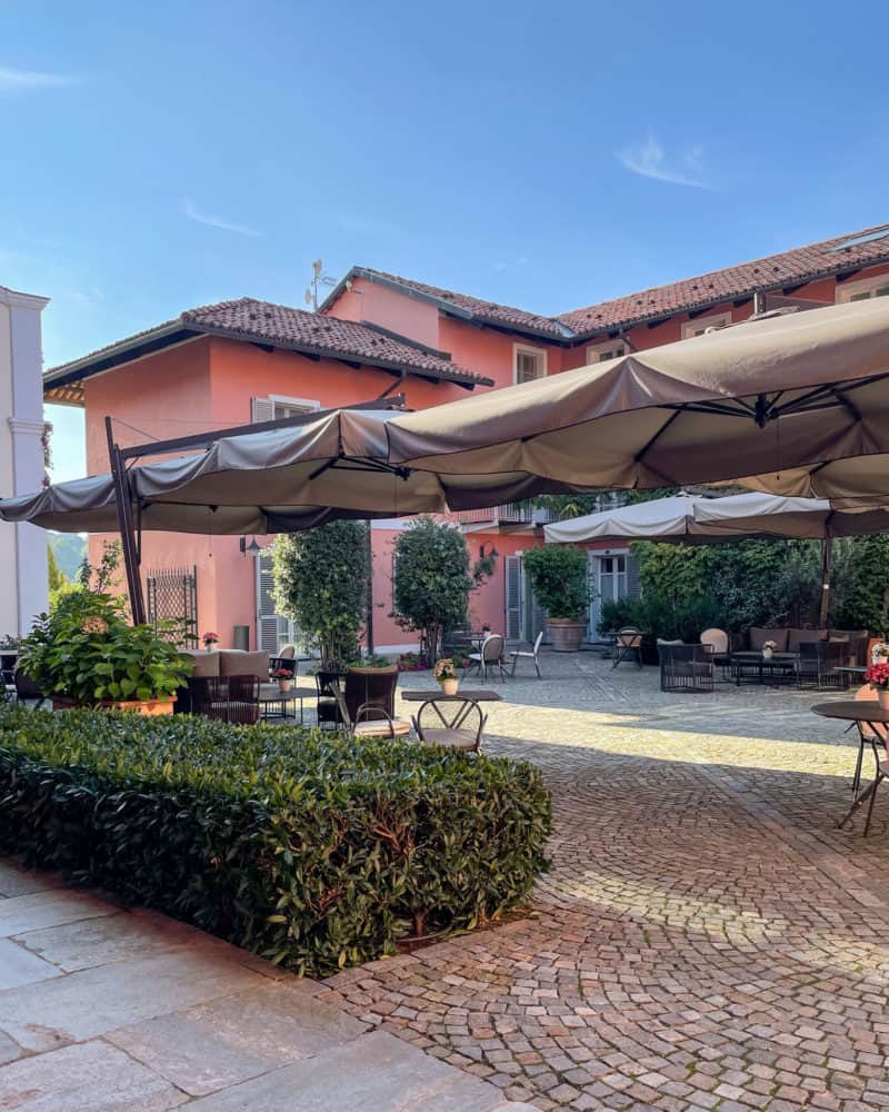 The patio courtyard at Villa d'Amelia in Piedmont Italy.