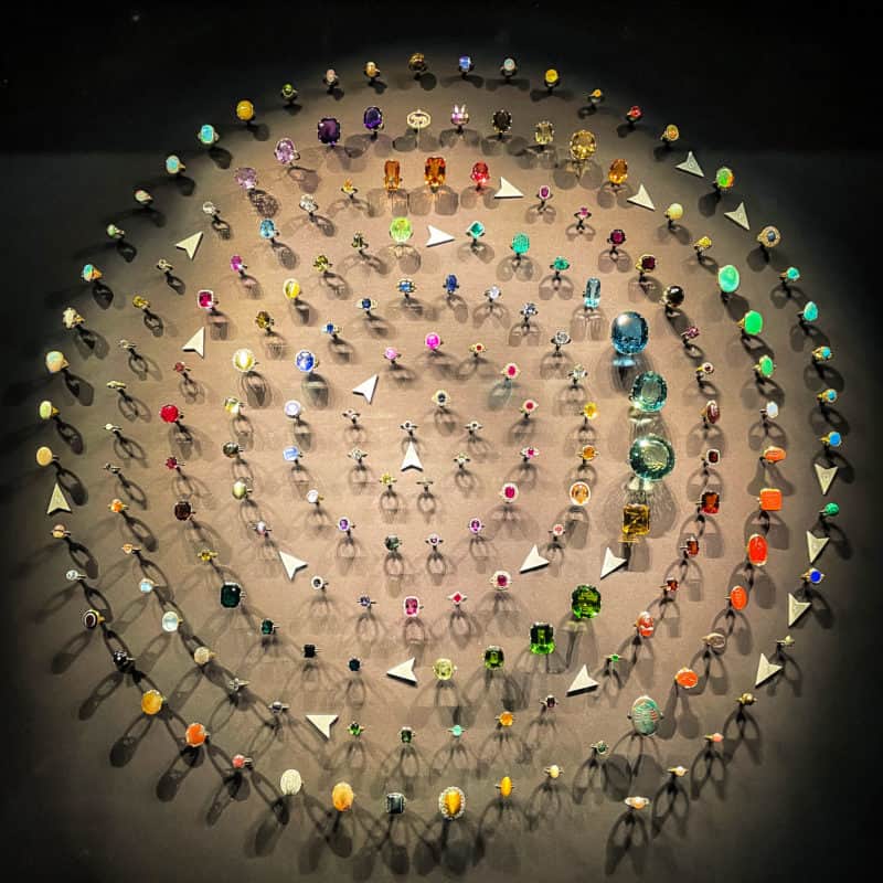 Gemstone rings at the Victoria & Albert Museum, London.