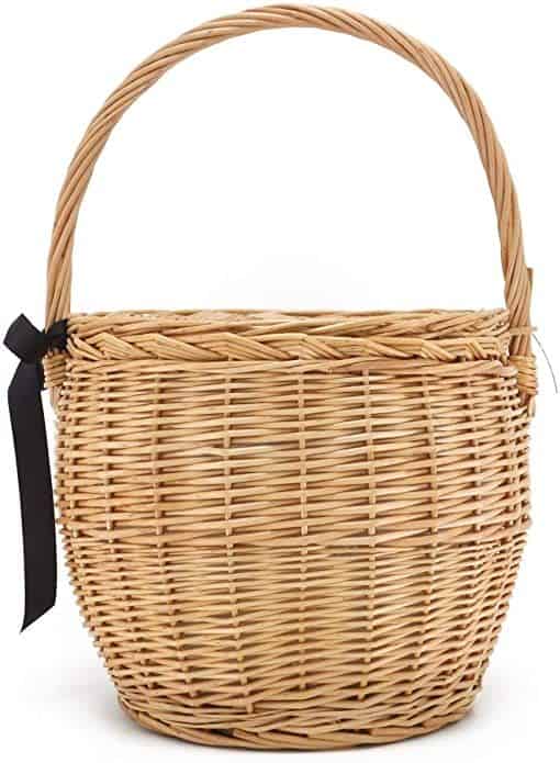 wicker basket bag with lid