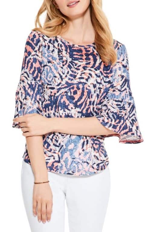 Nic + Zoe batik print linen top.