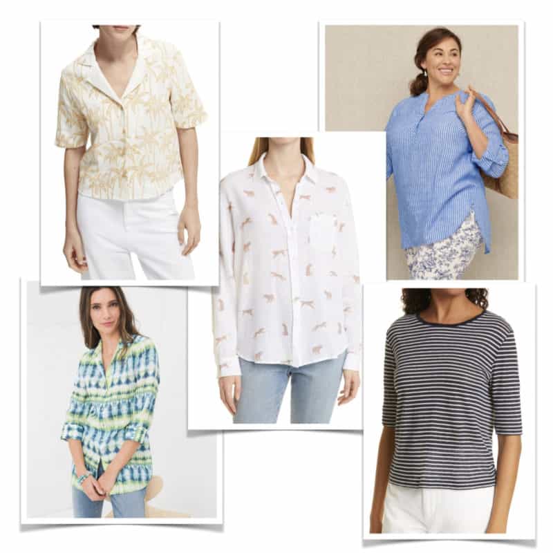 Linen tops for women: shirts, tees, blouses.