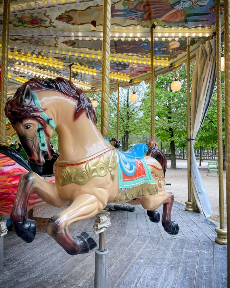 Carousel horse in Tuileries in Paris.