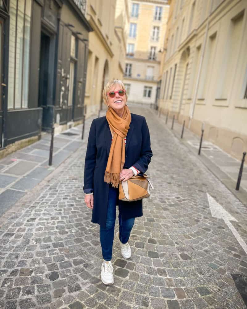 Susan B. strolling in St. Germain, Paris.
