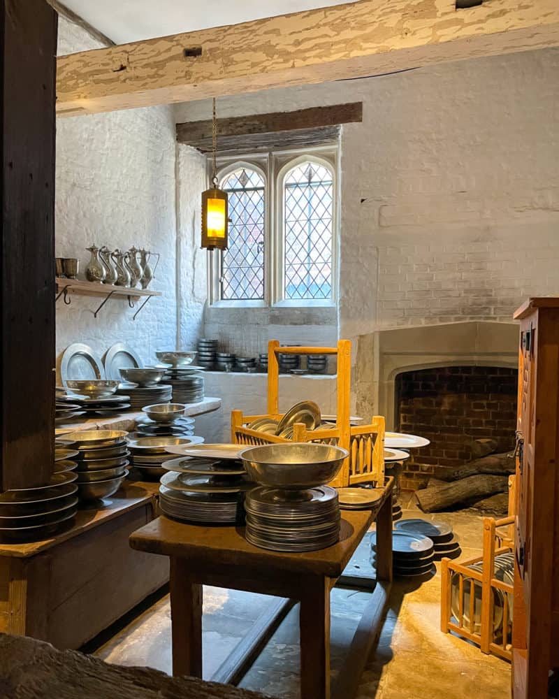 Larder in Henry VIII's kitchens, Hampton Court Palace.