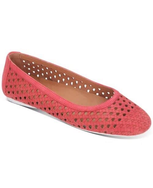 Gentle Souls perforated leather ballet flats coral