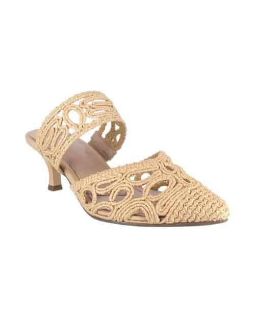 Impo raffia kitten heel mules, natural