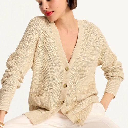 J.Crew relaxed cotton linen cardigan.