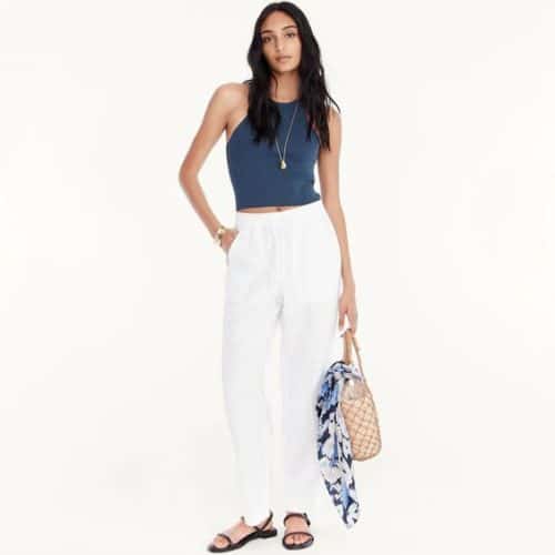 J.Crew seaside linen pants white.