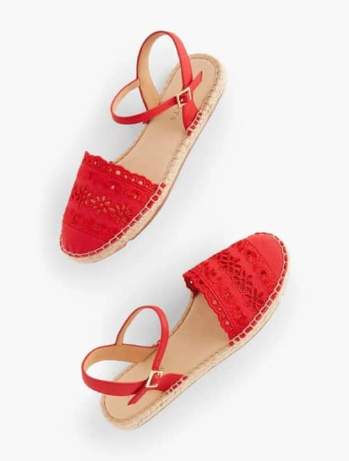 Talbot's d'orsay espadrilles in red.