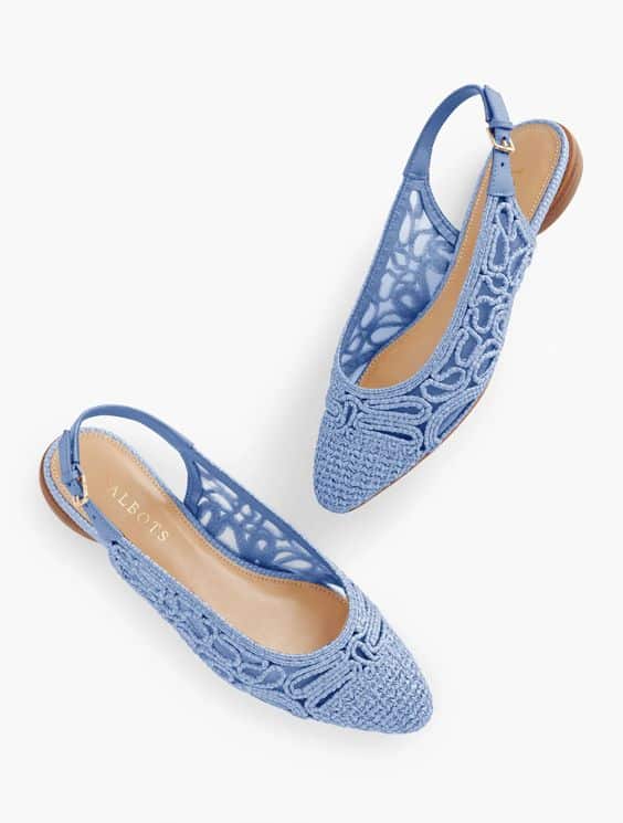 Talbot's raffia slingback flats, blue