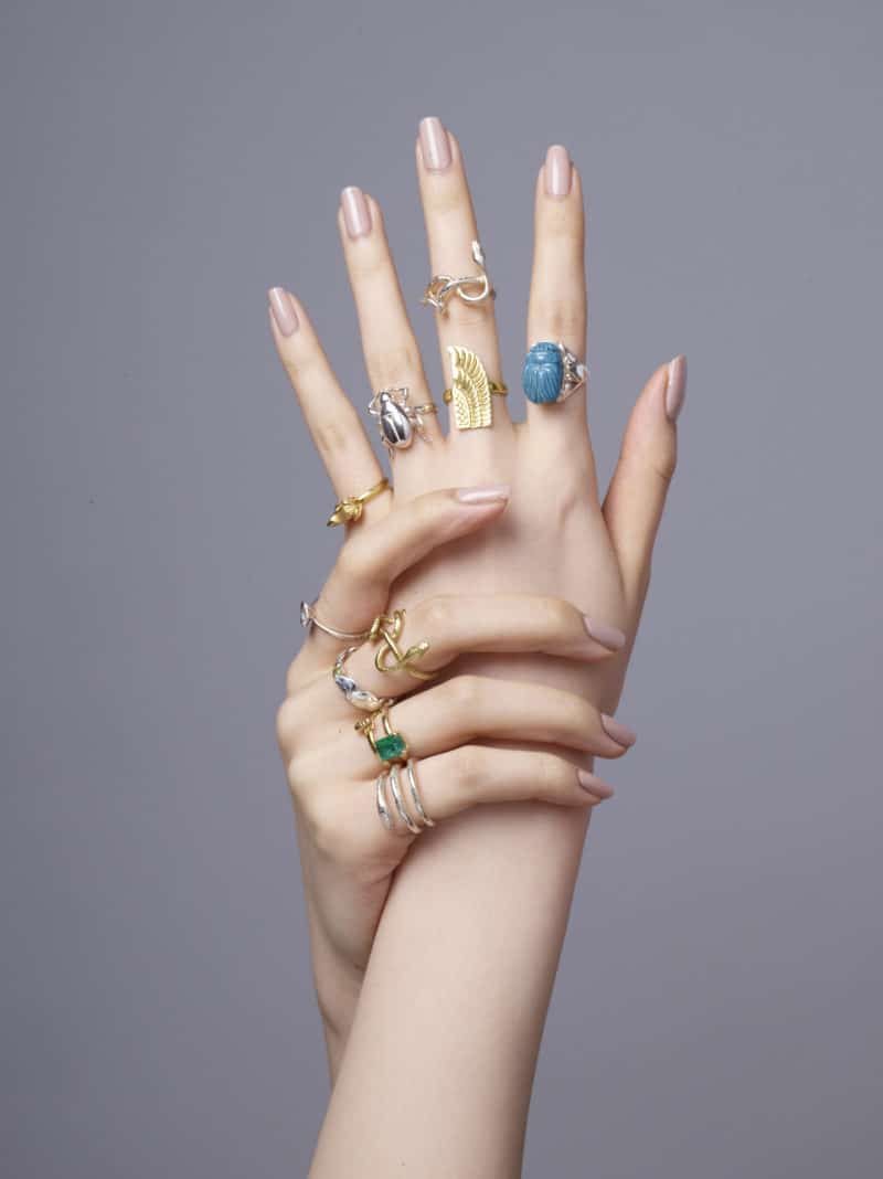 The Gods rings Egyptian-inspired jewelry from Tarra Rosenbaum.