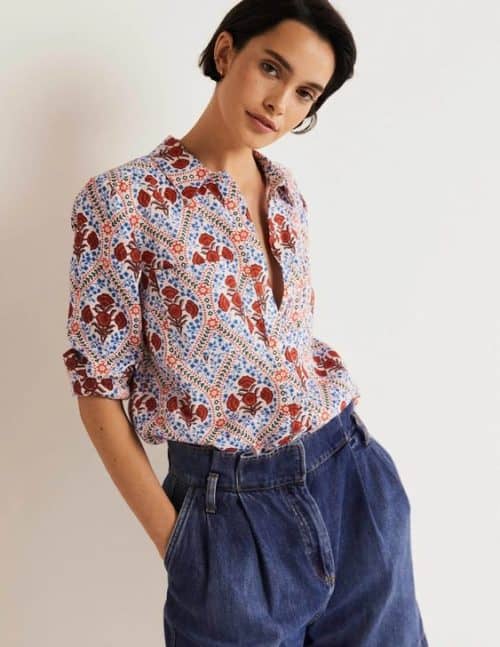 Boden linen shirt floral print.